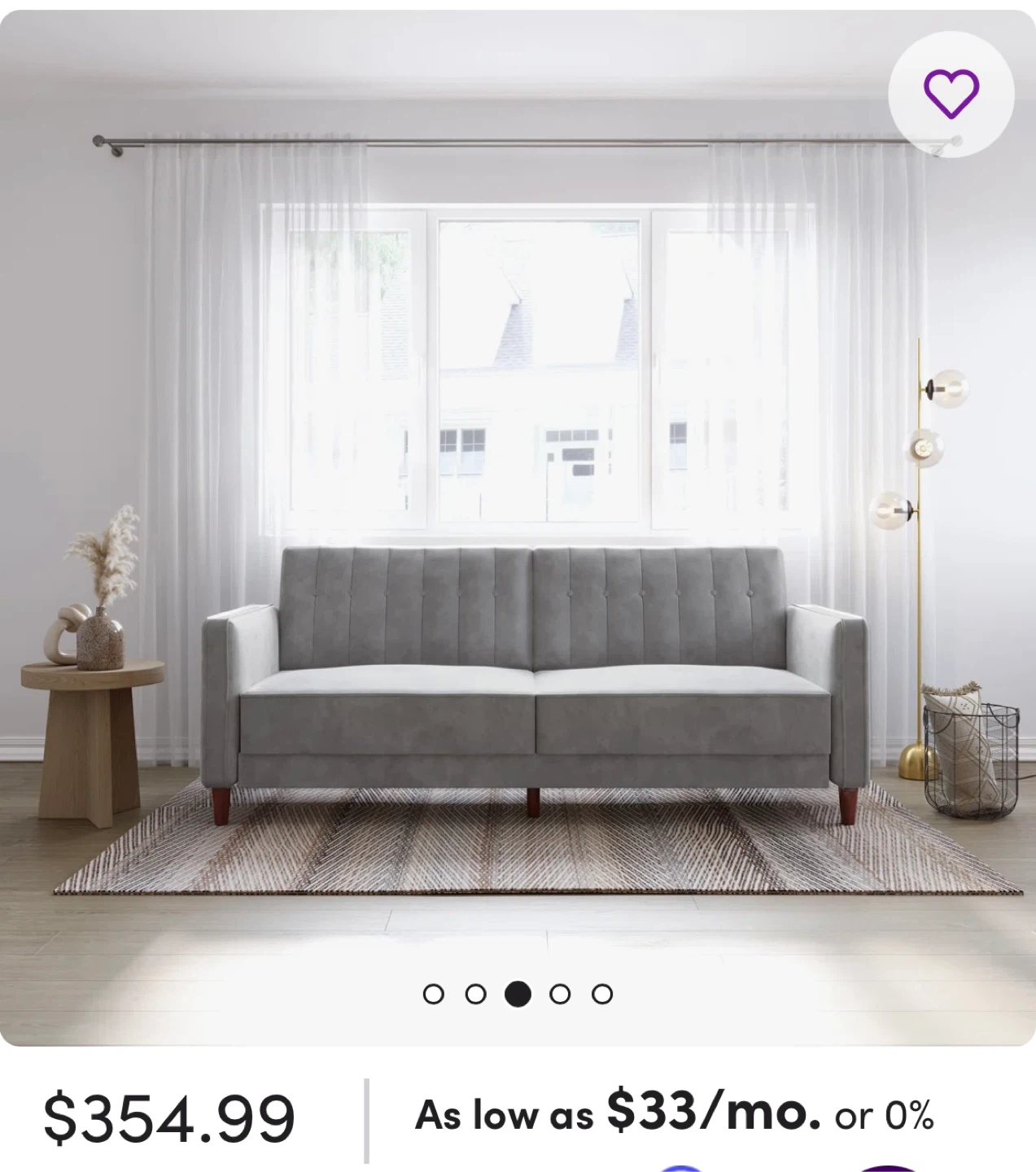 81.5" Gray Velvet Convertible Sofa - photo 4