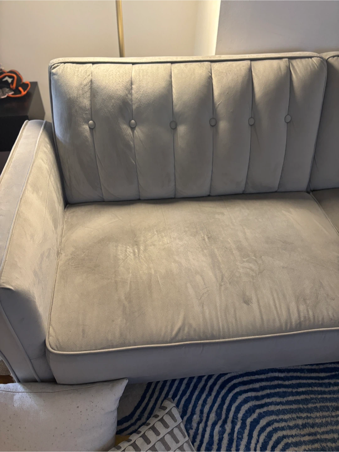 81.5" Gray Velvet Convertible Sofa - photo 5