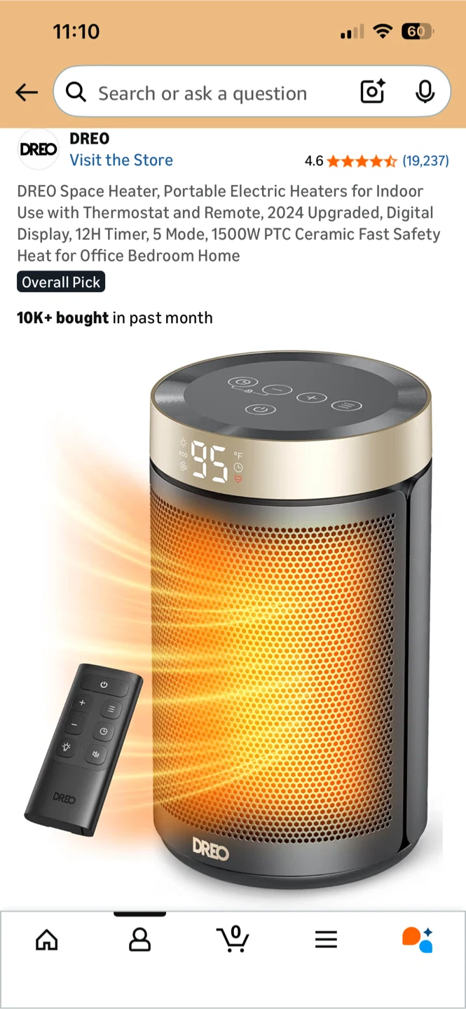 Dreo Portable Electric Heater with Remote