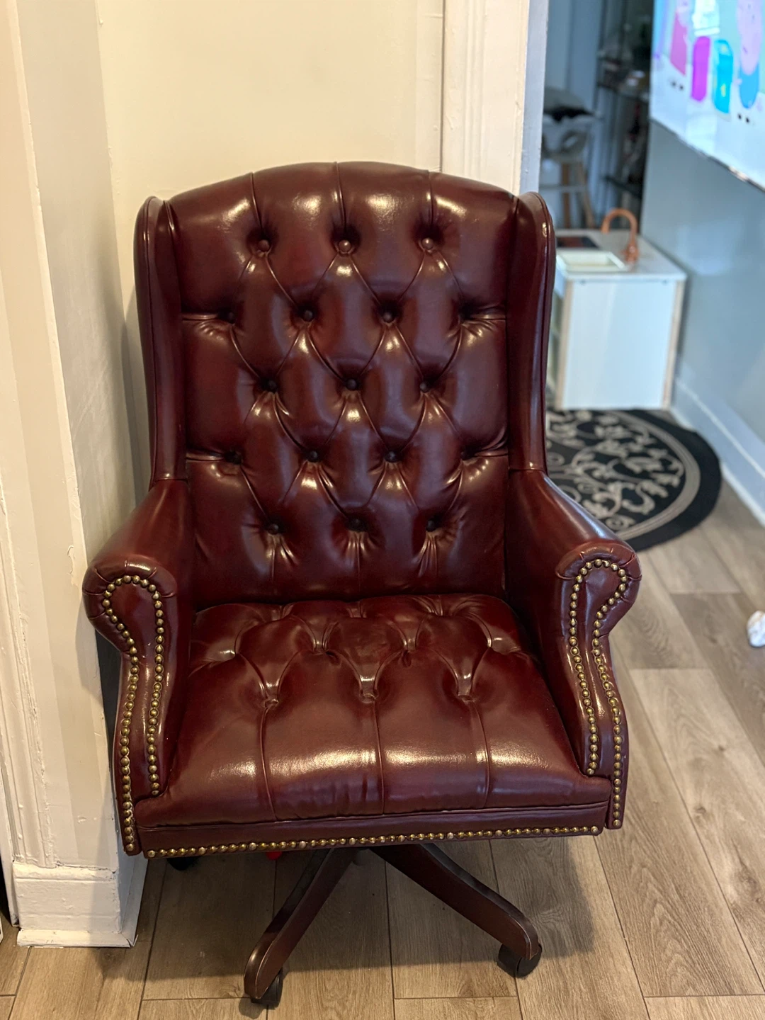 Burgundy Tufted Executive Office Chair