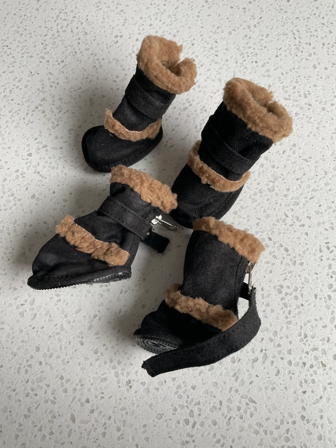 Black Dog Boots with Fur Trim