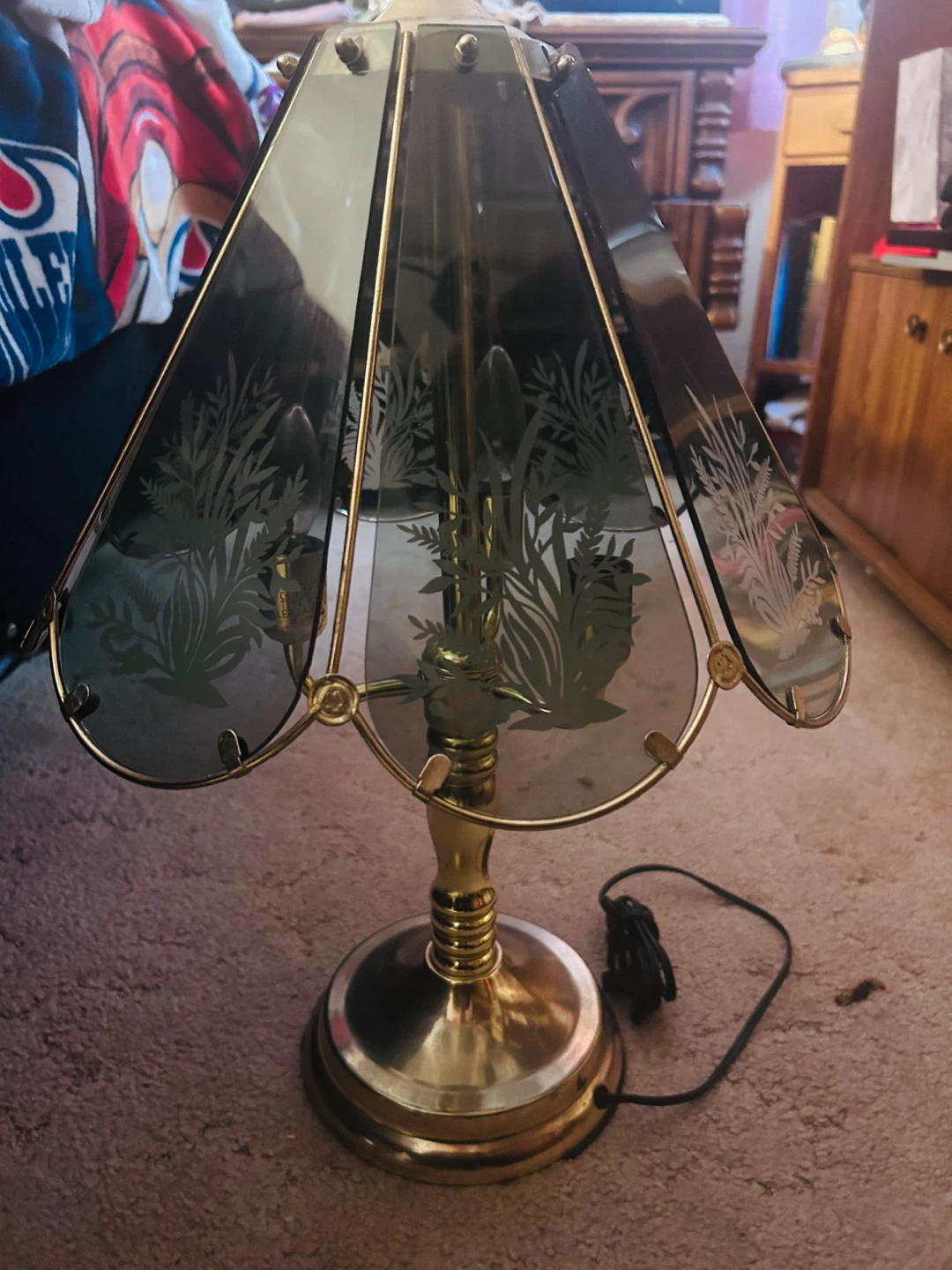 Vintage Etched Glass Table Lamp - photo 4