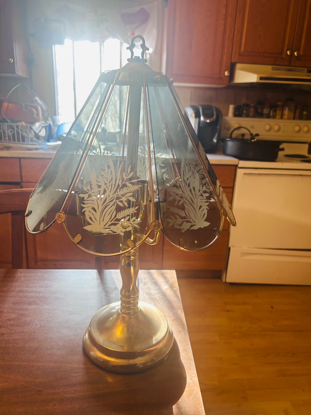 Vintage Etched Glass Table Lamp - photo 2