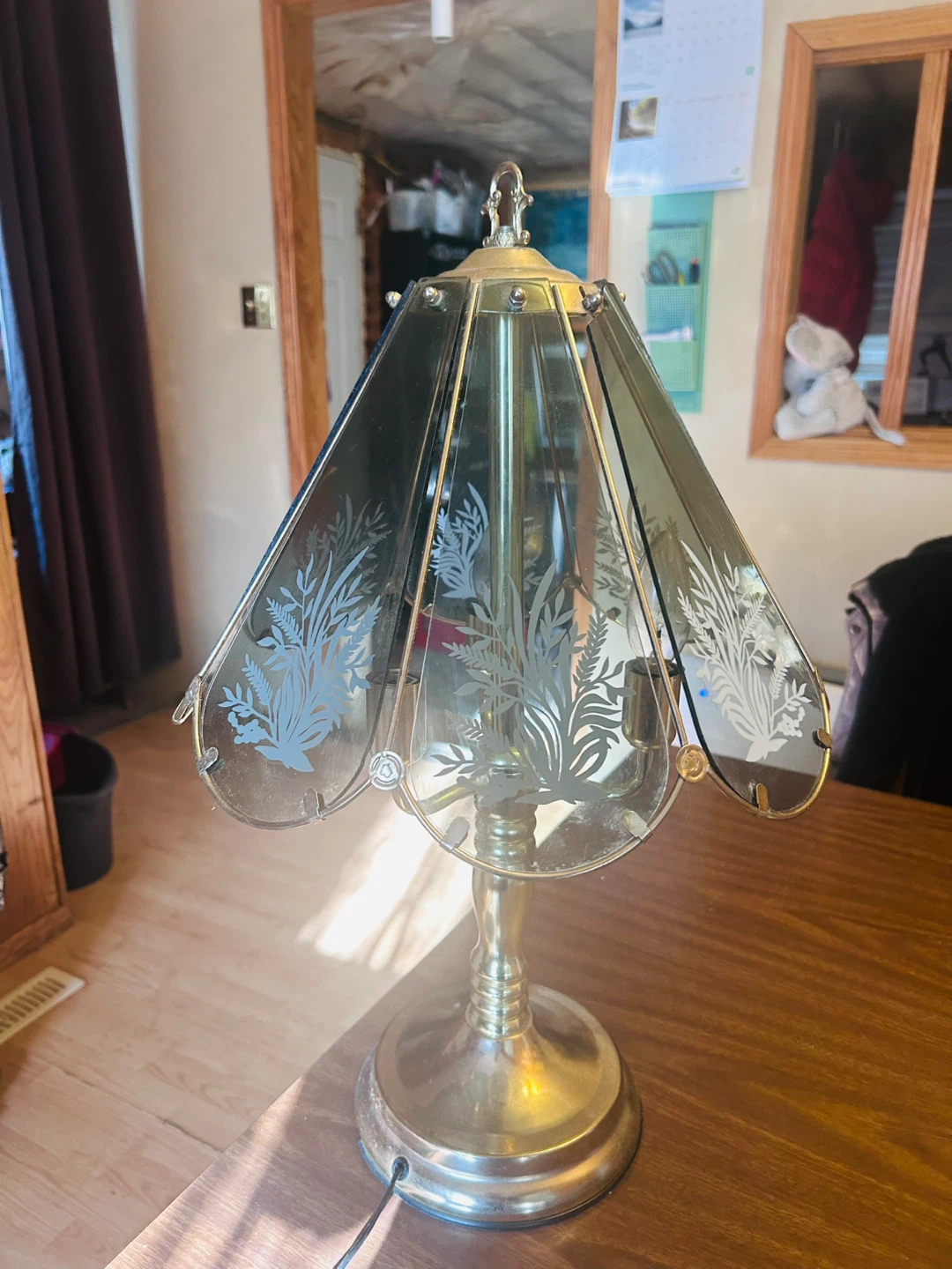 Vintage Etched Glass Table Lamp - photo 3