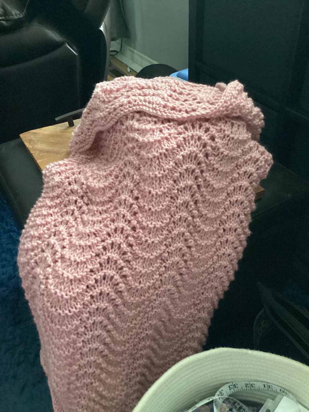 Hand-Knitted Pink Baby Blanket