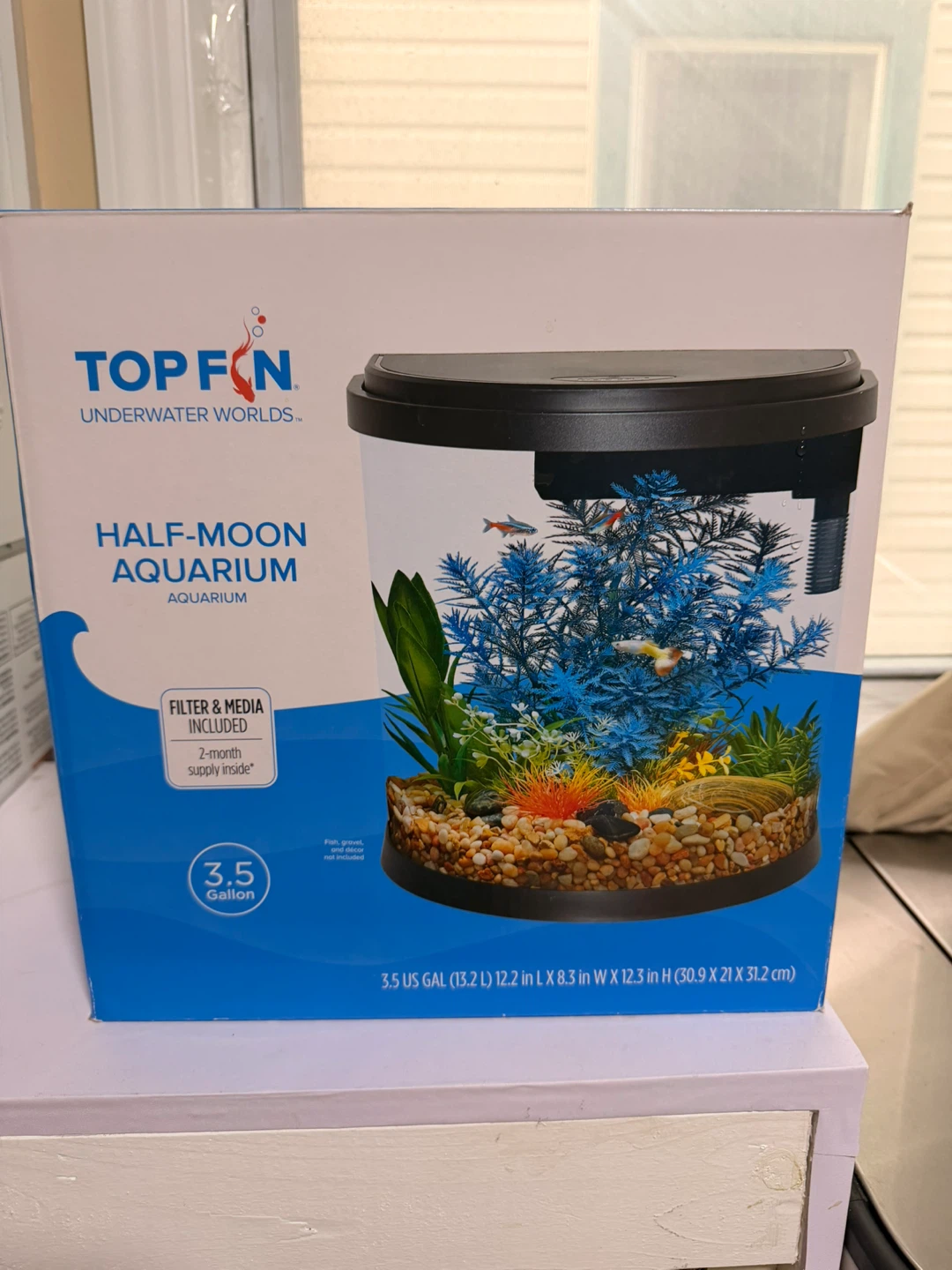 Top Fin Half-Moon Aquarium 3.5 Gallon