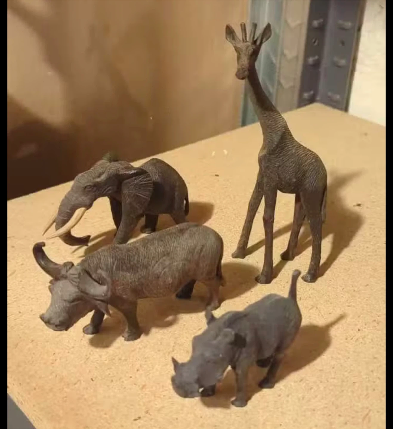 Hand-carved Wooden African Animal Figurines Set