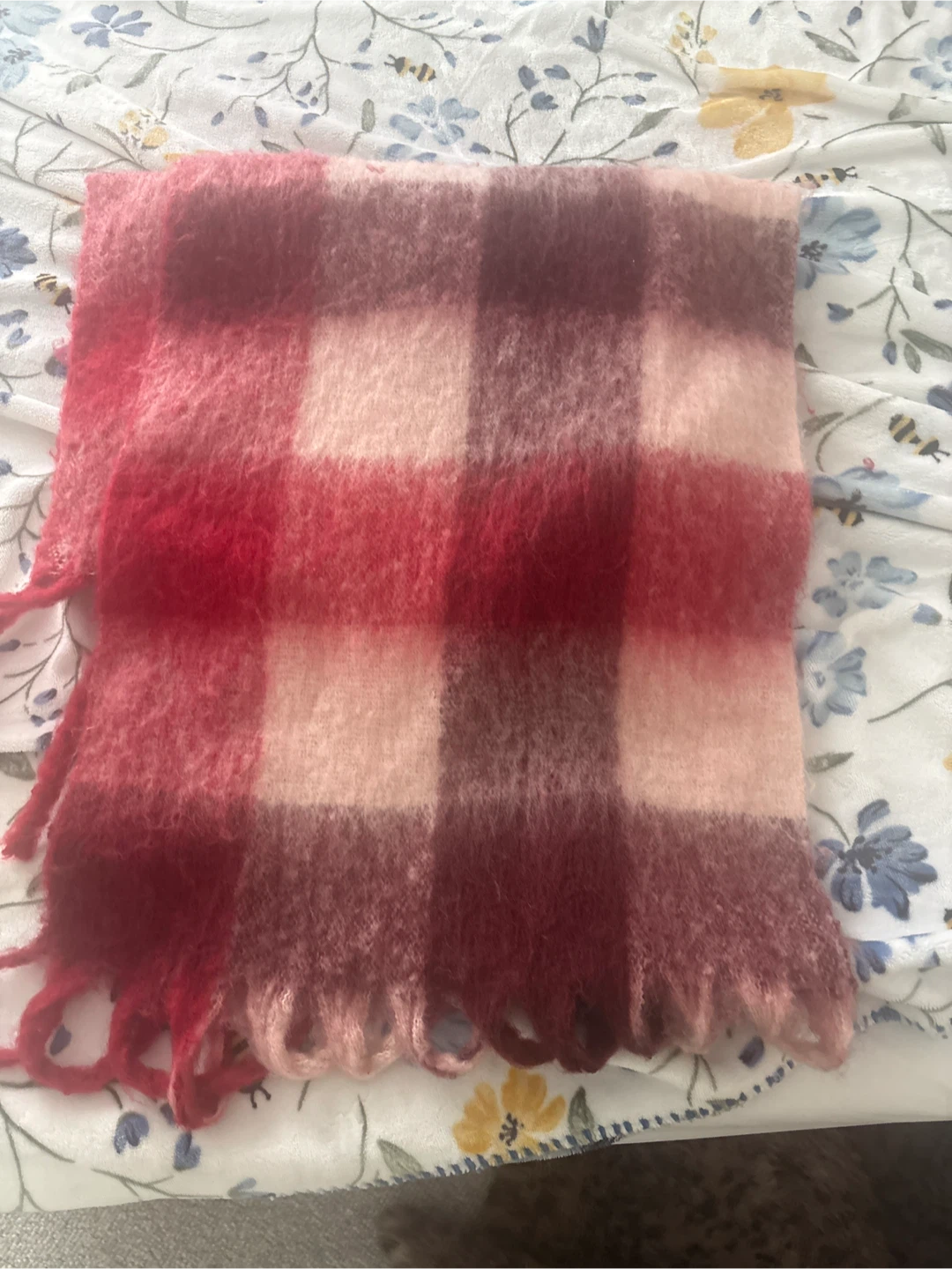 Pink and Red Plaid Scarf
