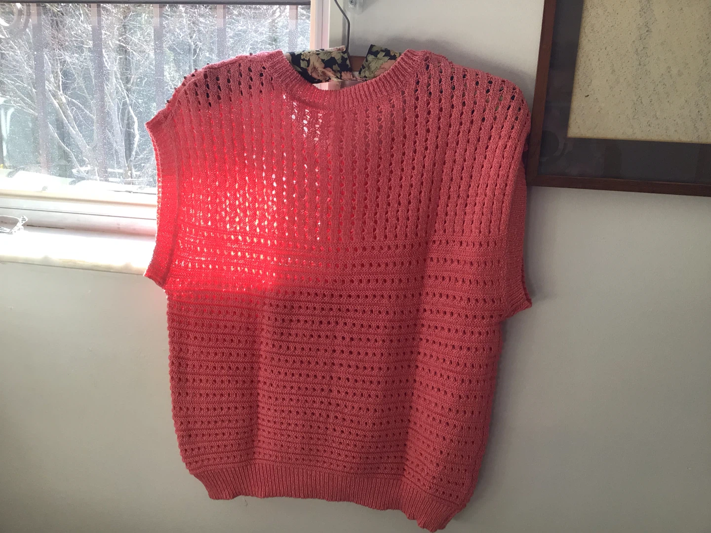 Coral knit sleeveless top with embellishments