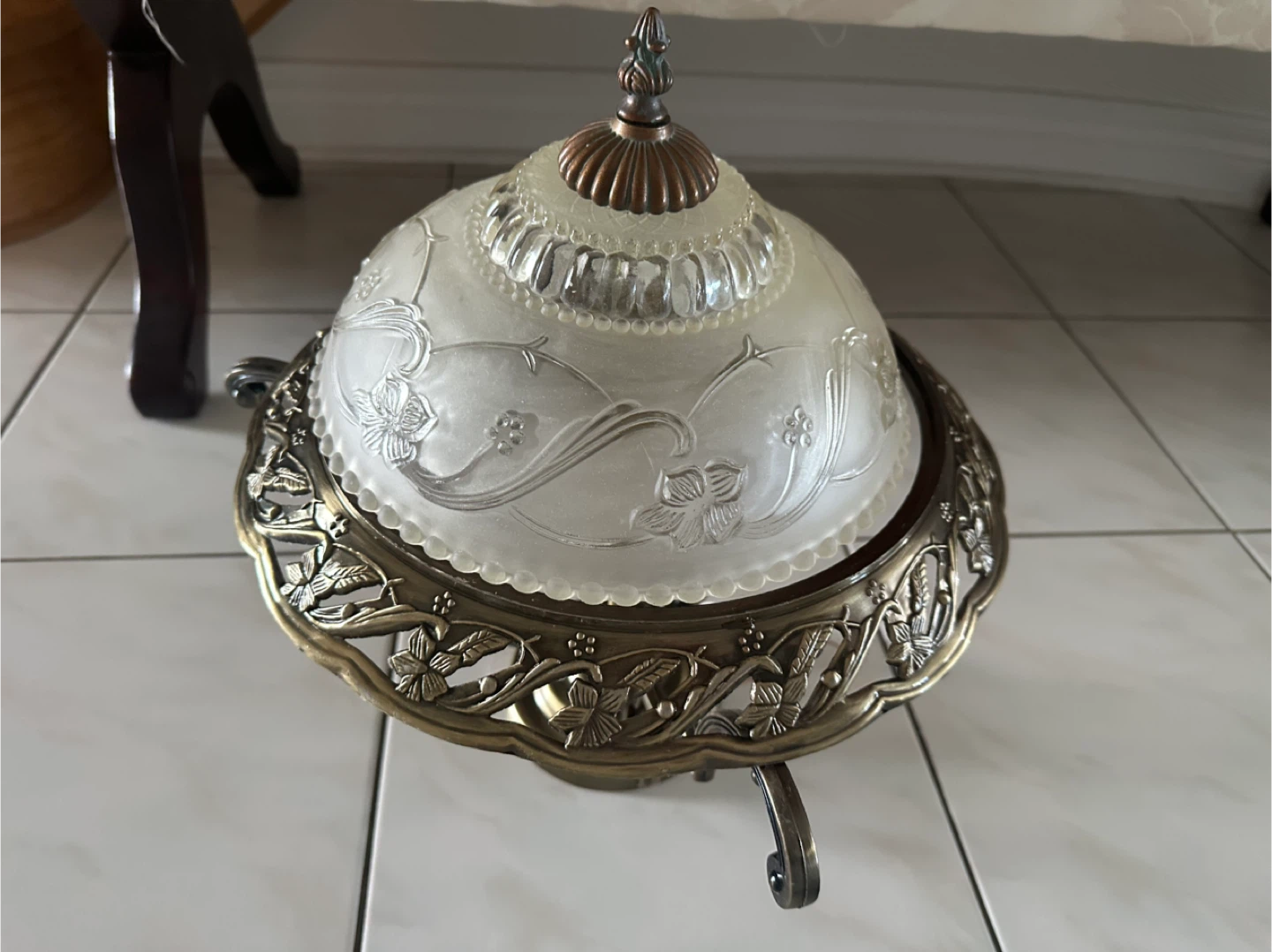 Ornate Glass and Metal Pendant Light Fixture - photo 2