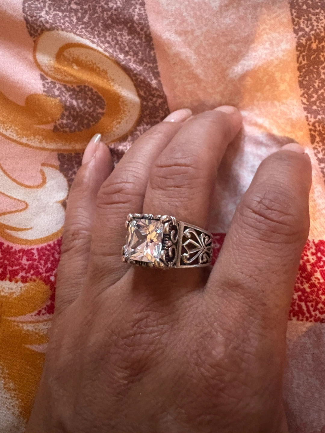 Silver-tone Ring with Large Clear Square Stone - photo 2
