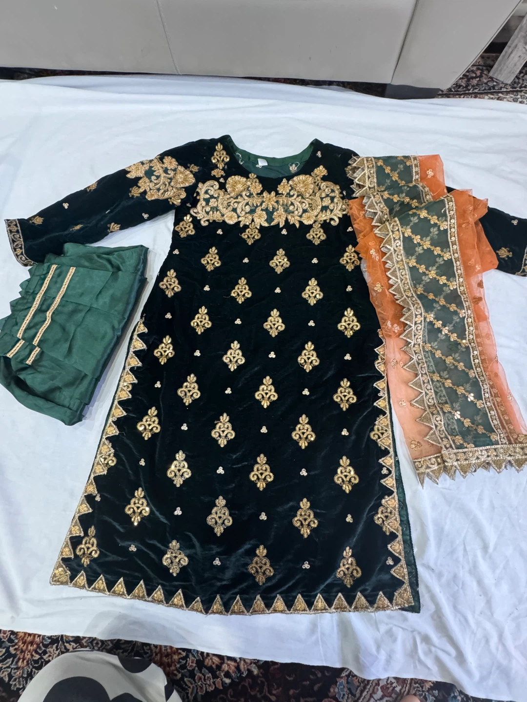 3 Piece velvet Eid dress size M