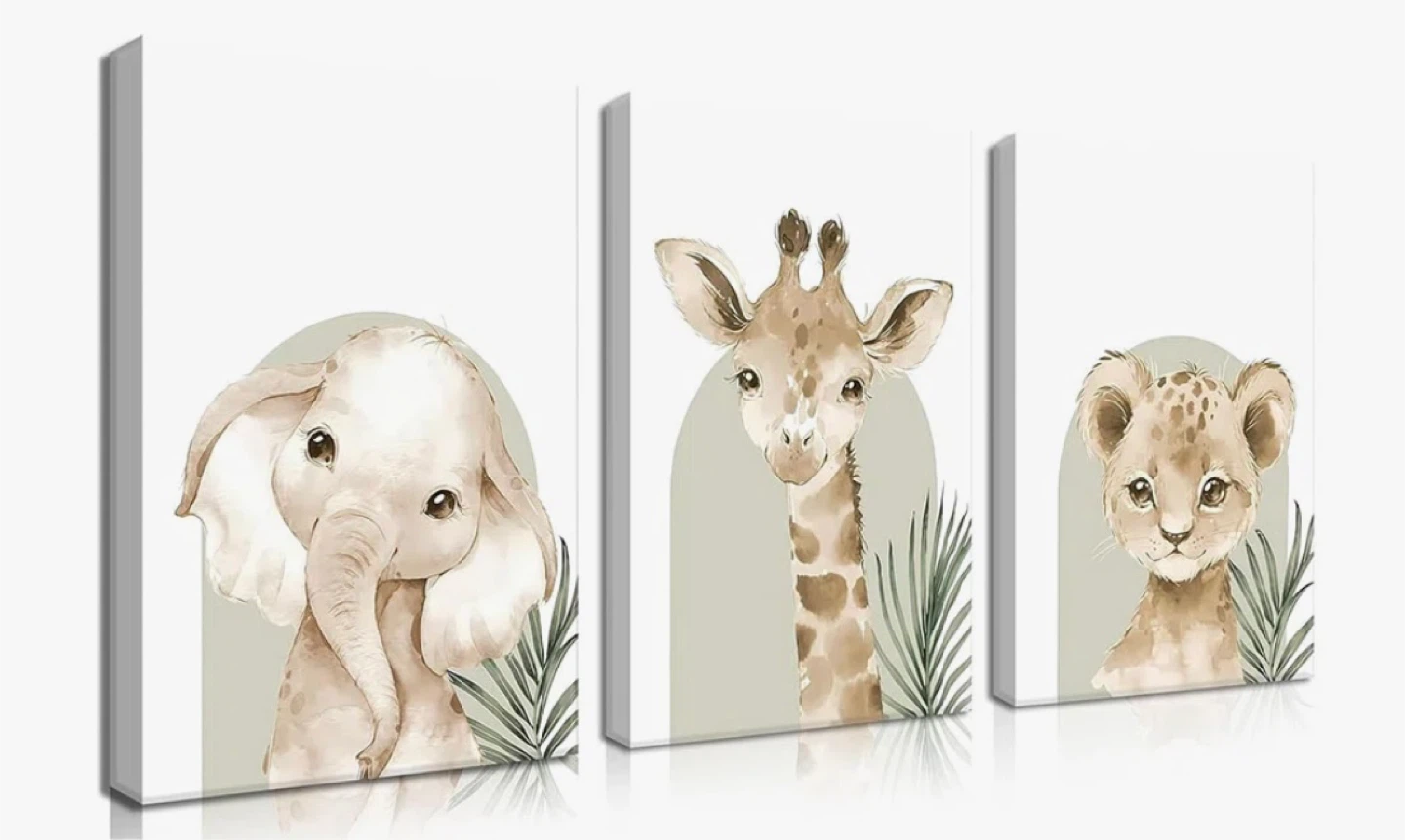 Nursery Wall Decor Set Of 3, Cute Animals