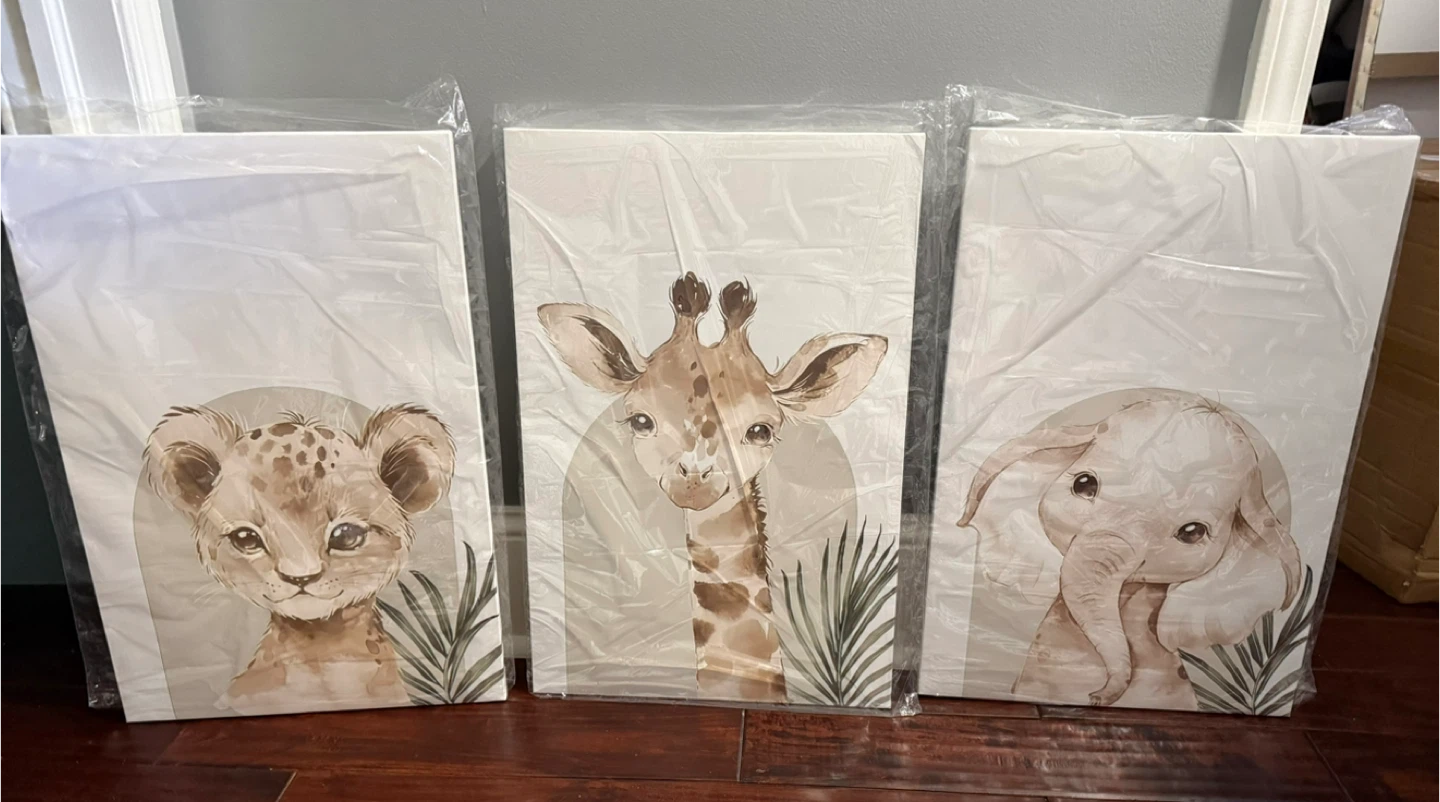 Nursery Wall Decor Set Of 3, Cute Animals - photo 2