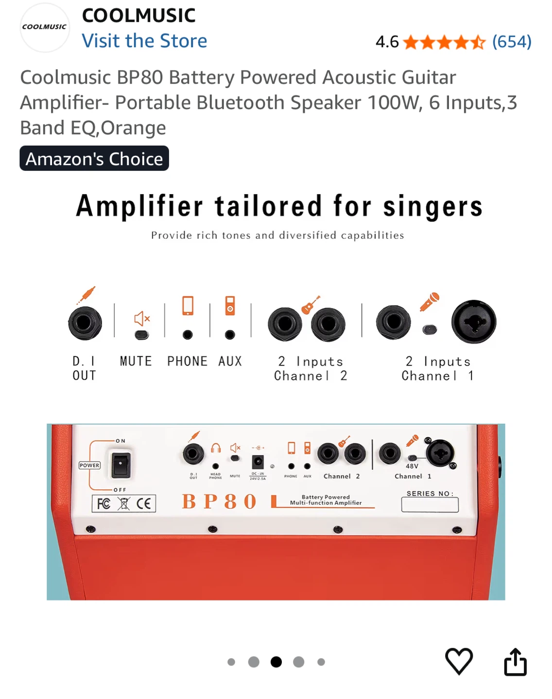 Coolmusic BP80 Battery Powered Acoustic Guitar Amplifier (100W) - photo 4