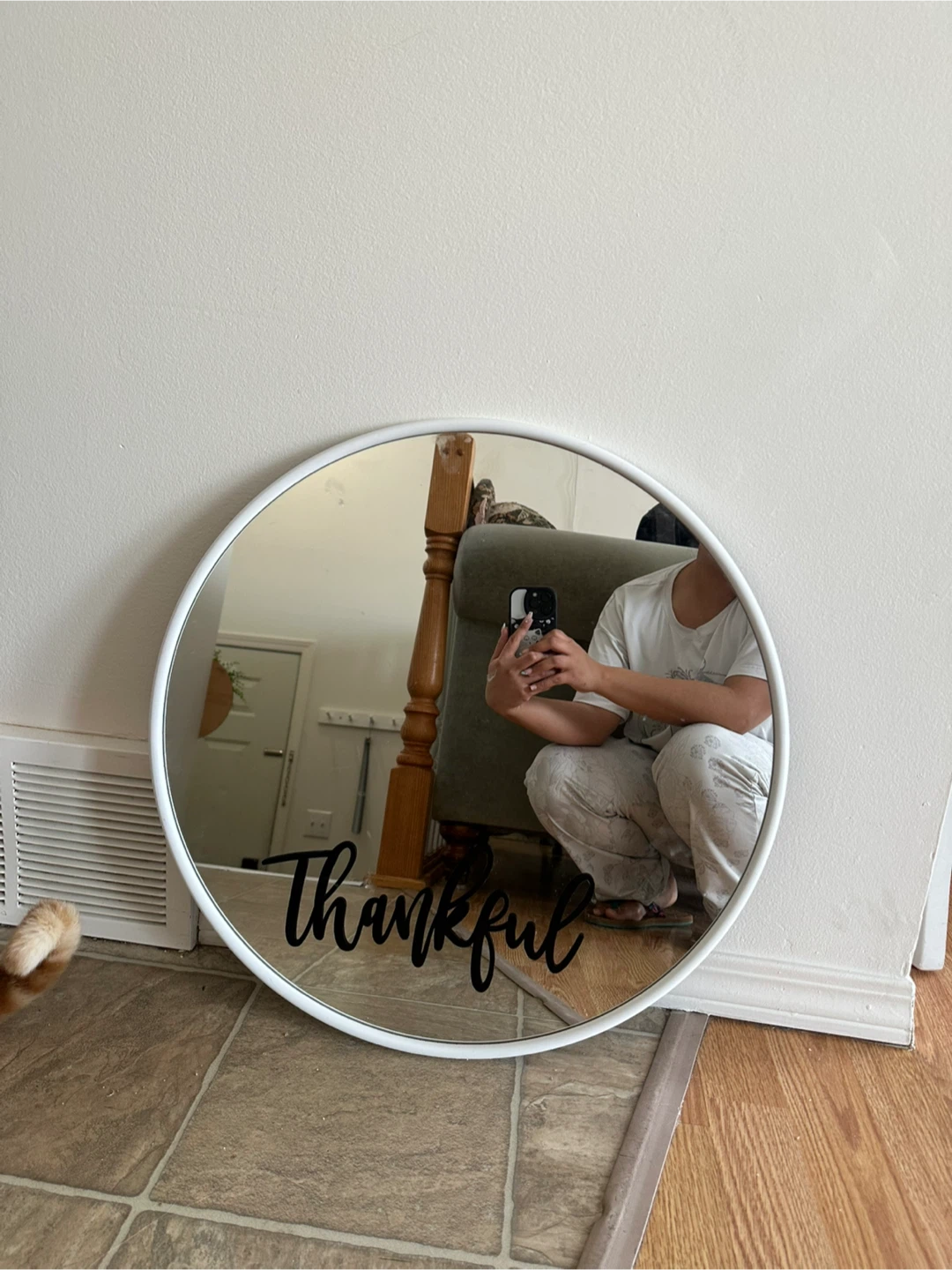 Round "Thankful" Wall Mirror