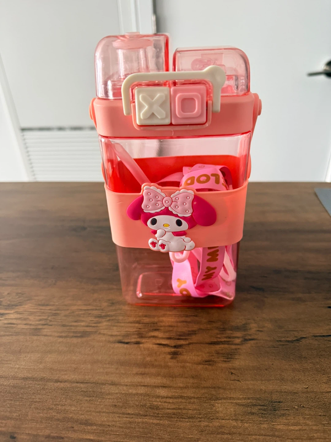 My Melody Pink Water Bottle with Straw