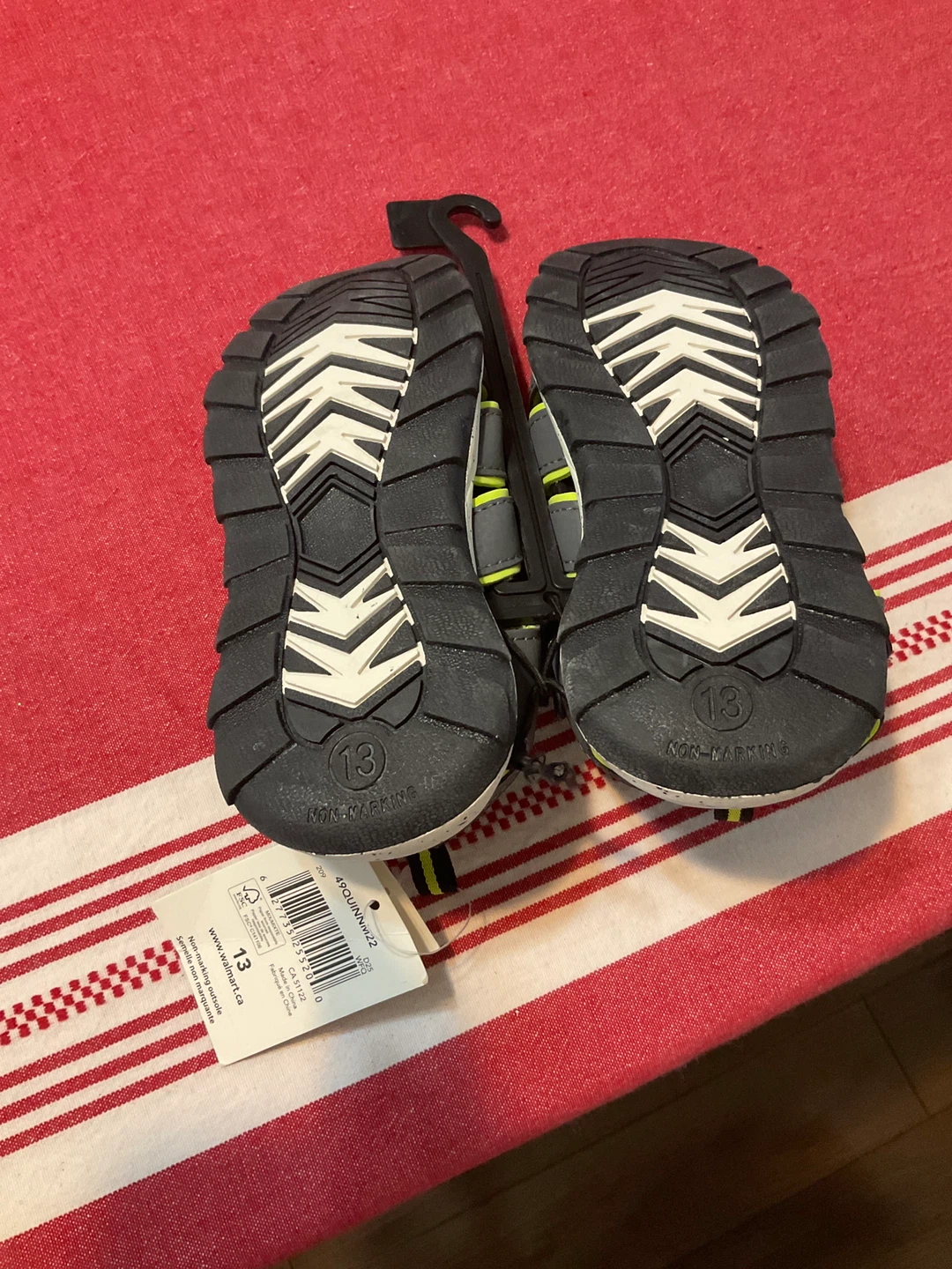 Kids Grey and Neon Green Sandals Size 13 - photo 3