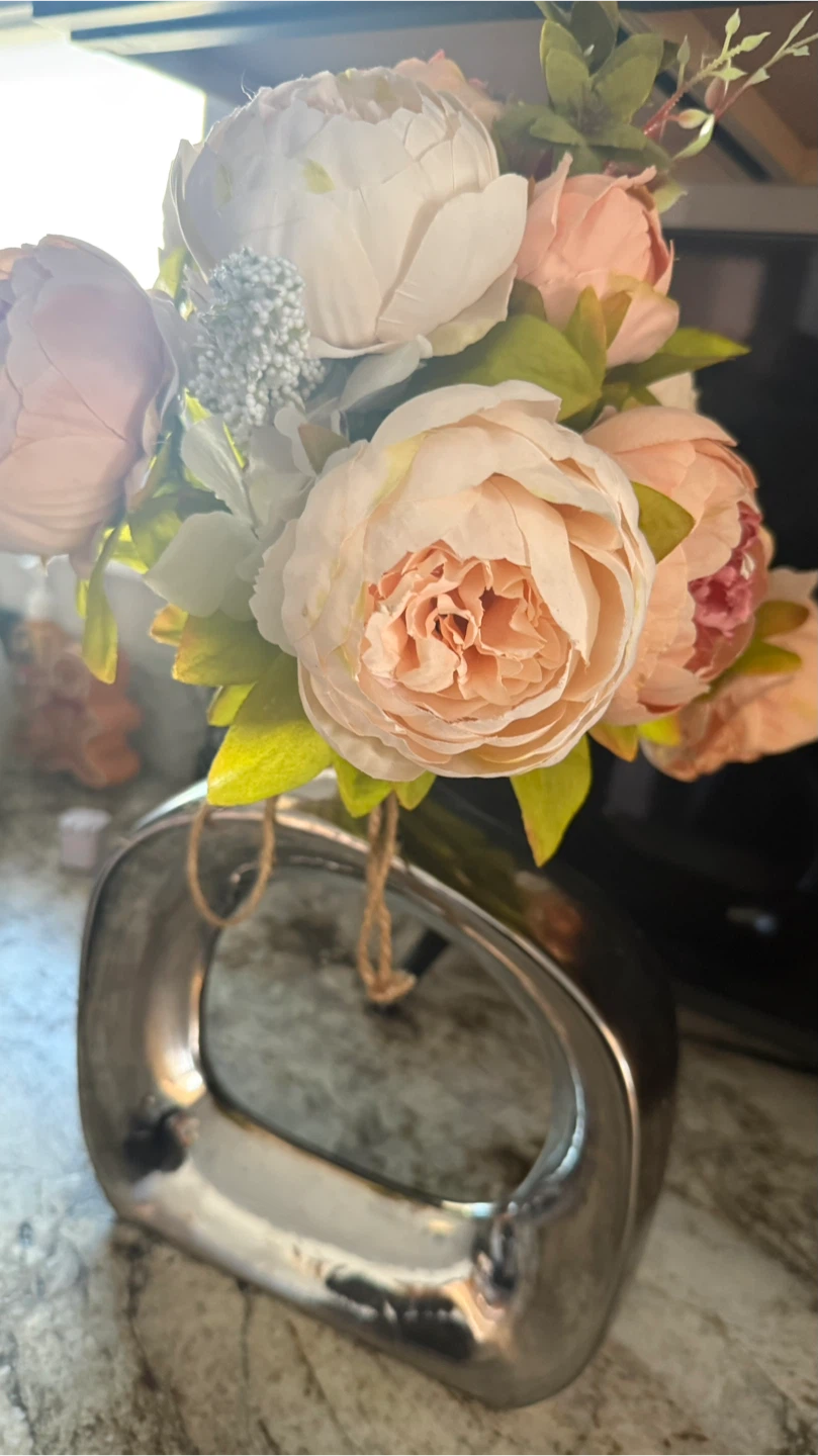 Artificial Flower Arrangement in Silver Vase - photo 2