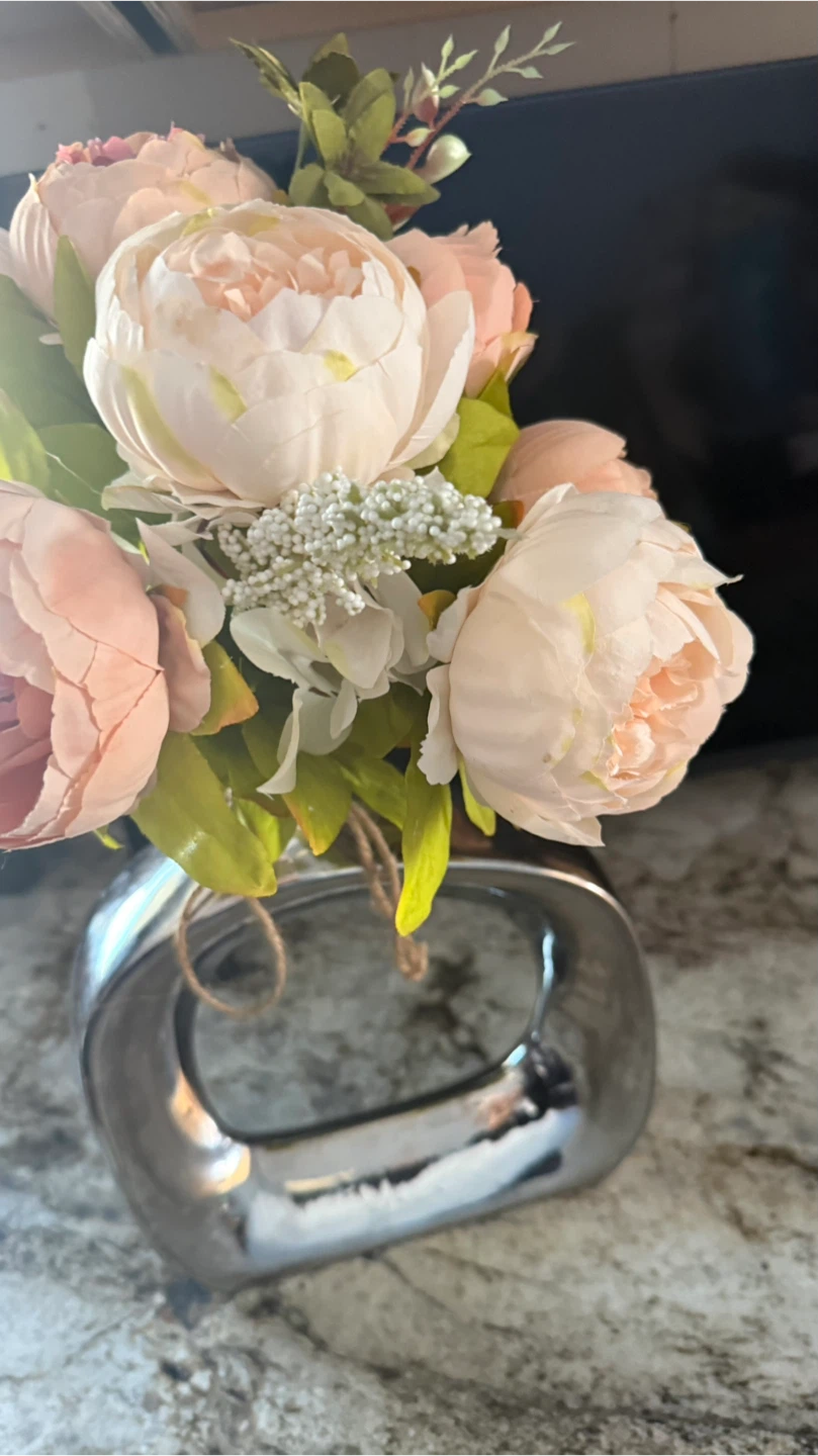 Artificial Flower Arrangement in Silver Vase - photo 5
