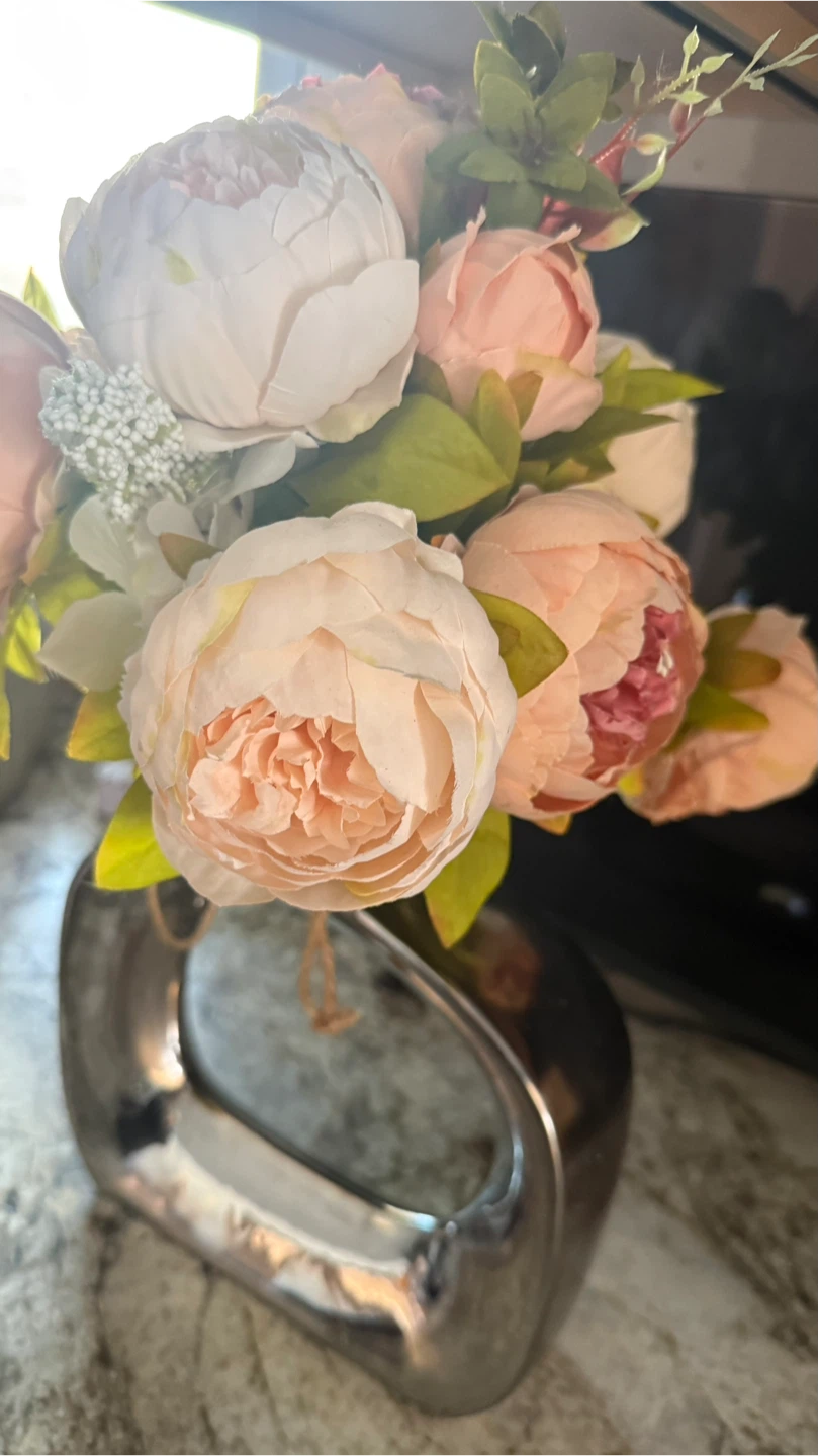 Artificial Flower Arrangement in Silver Vase - photo 3