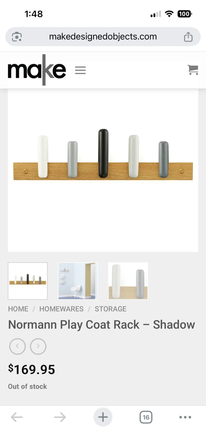 Normann Play Oak Coat Rack - Shadow