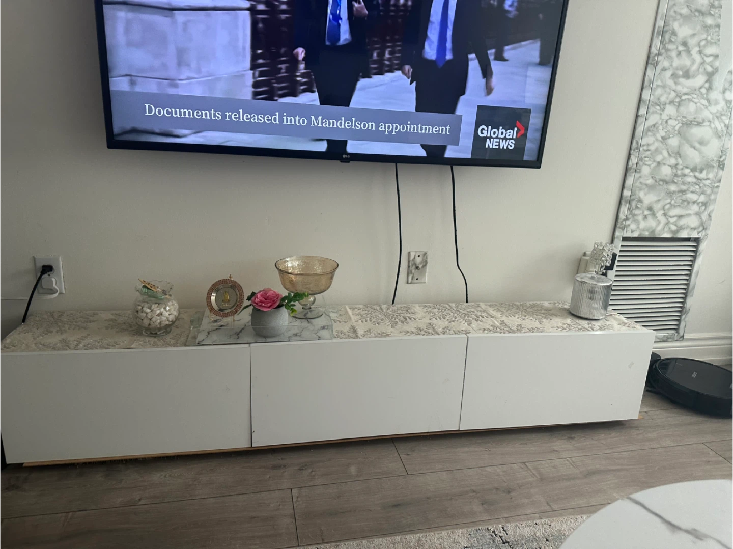 White 3-Door Media Console / TV Stand - photo 3