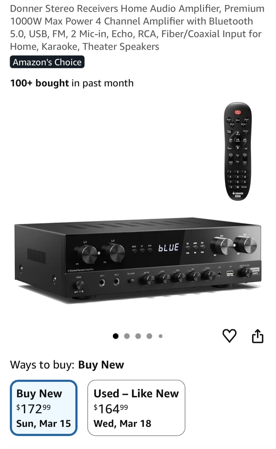 Donner 4-Channel Karaoke Amplifier