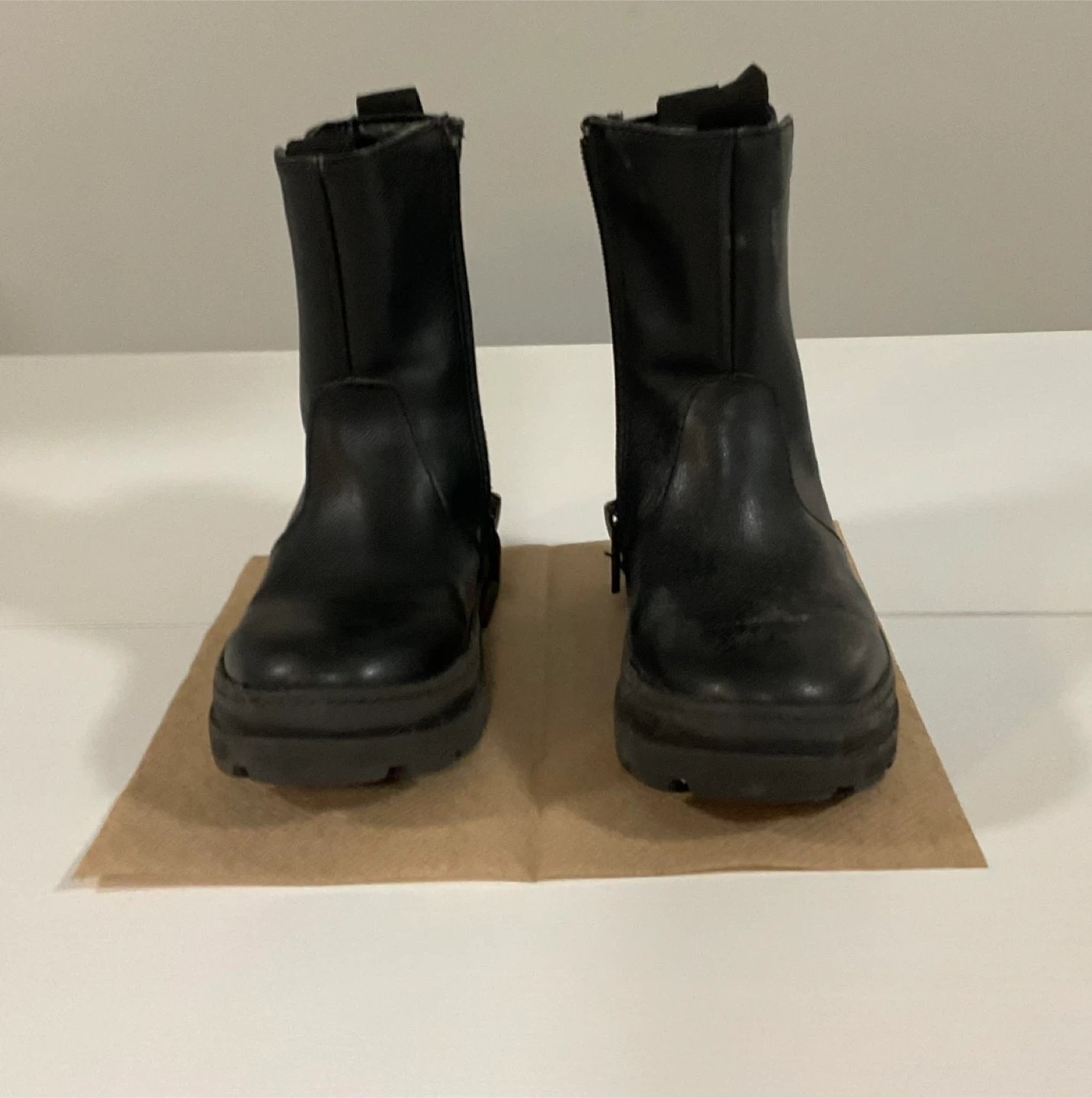 Kids' Black Faux Leather Boots