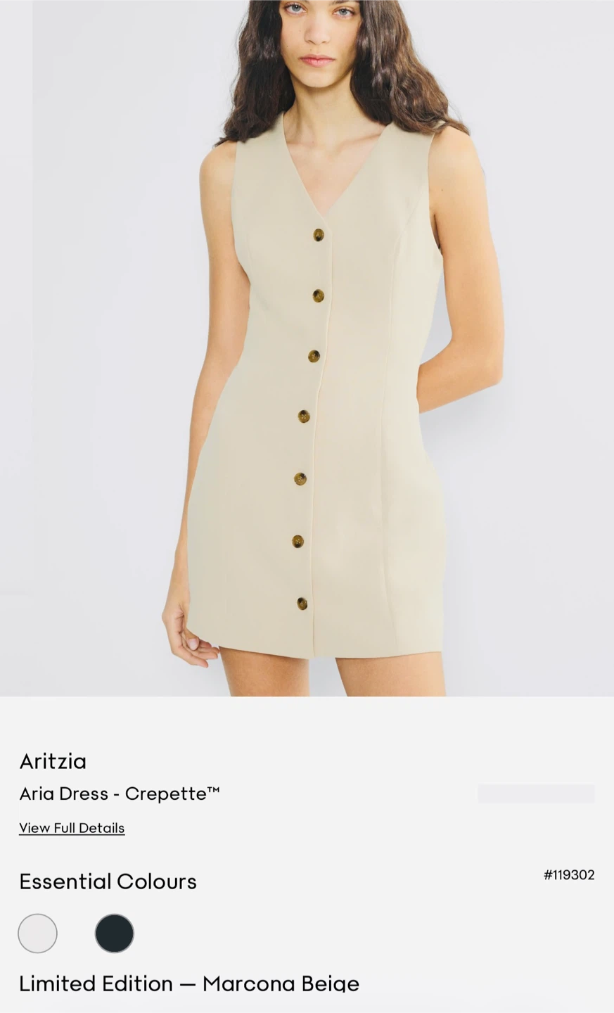 Aritzia Aria Dress - Crepette™ Marcona Beige $120
