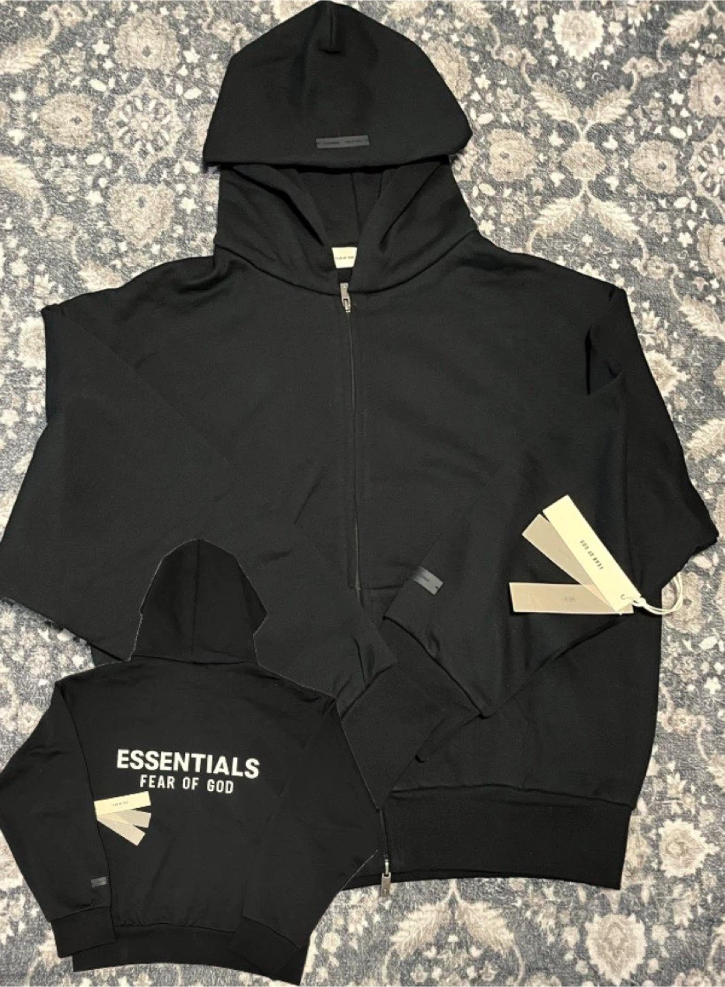 Fear of God Essentials Black Zip-Up Hoodie - Size M