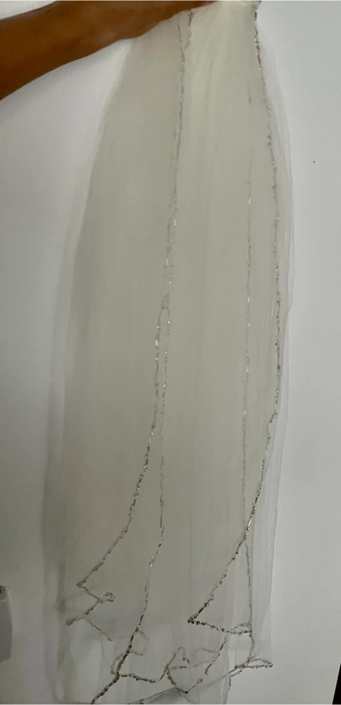 Wedding Veil with Silver beading (hand crafted)