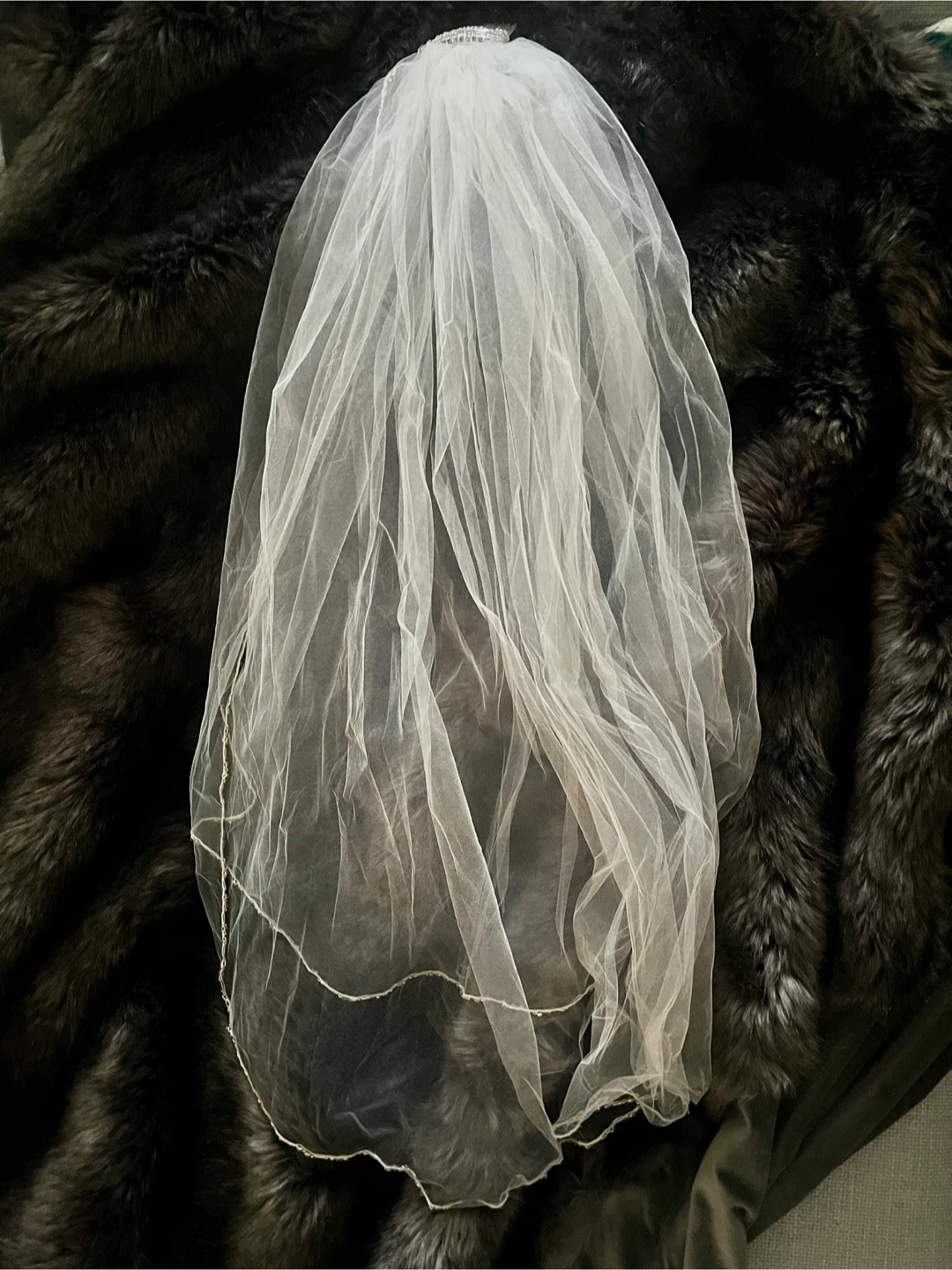 Wedding Veil with Silver beading (hand crafted) - photo 5