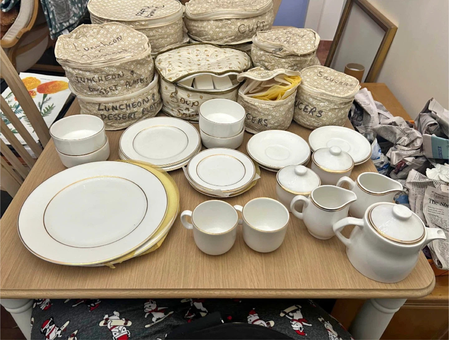 Fine Bone China Tea Set - White with Gold Trim