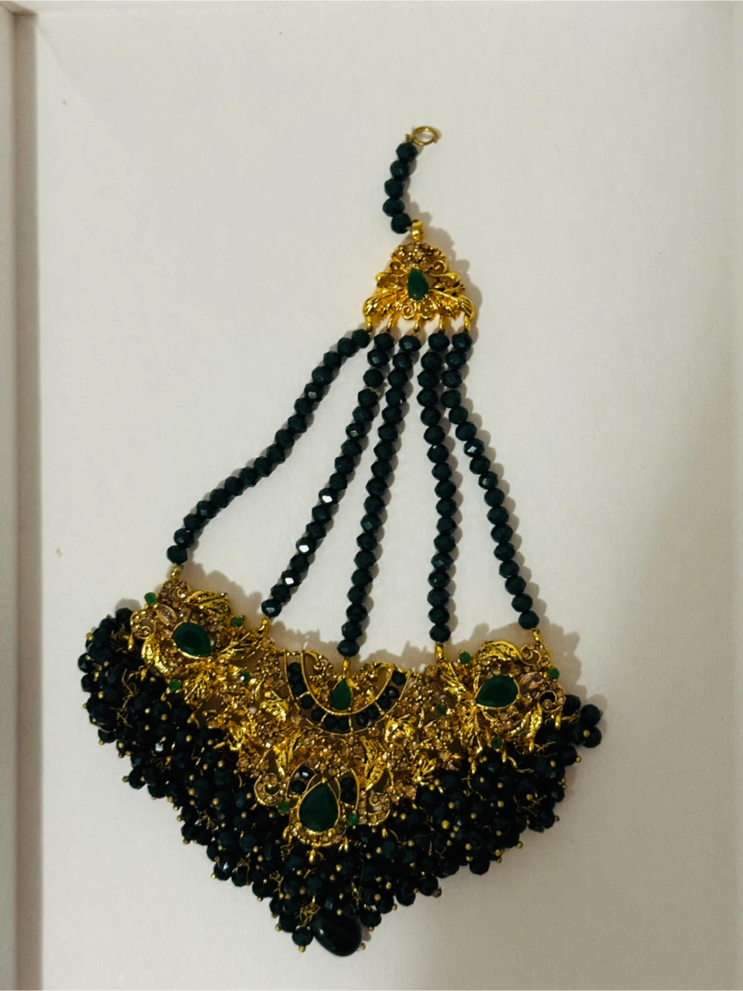 Indian Pakistani Gold Green Jewelry Set - photo 2