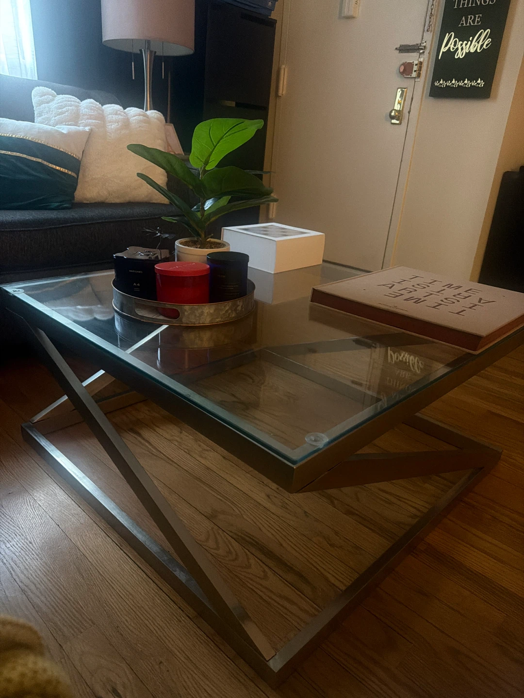 Modern Glass and Metal Coffee Table