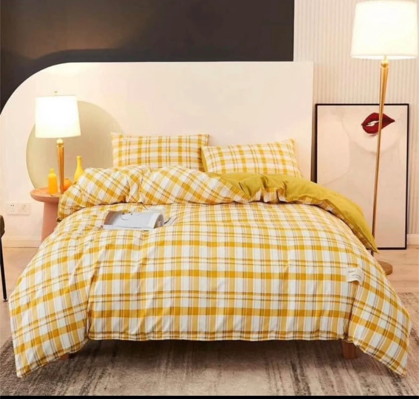Yellow Plaid Duvet Cover Set