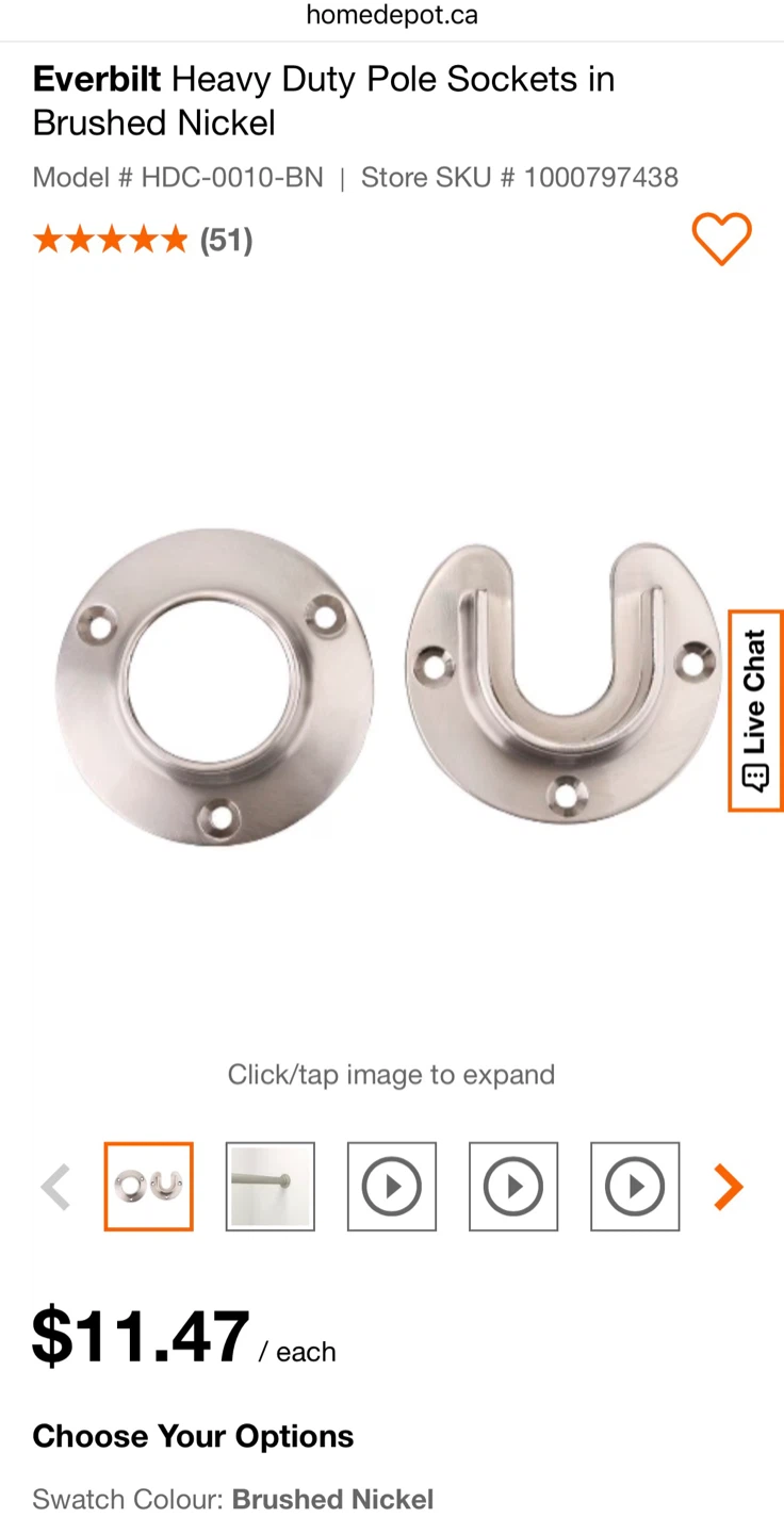 Closet Pole Sockets heavy duty Everbilt Brushed Nickel Metal - photo 3