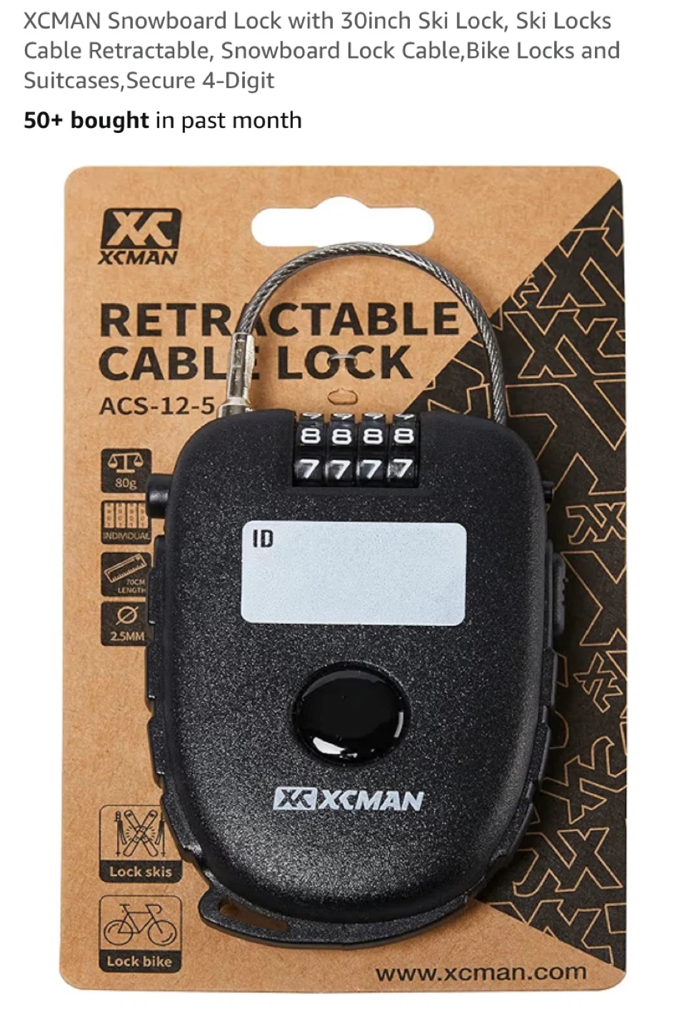 New Retractable Cable Lock 30”