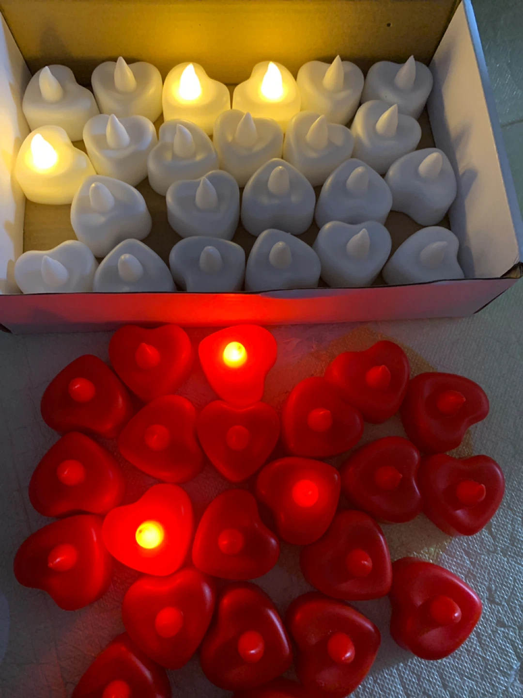 LED Heart Shaped Tealight Candles (Red & White) - photo 3