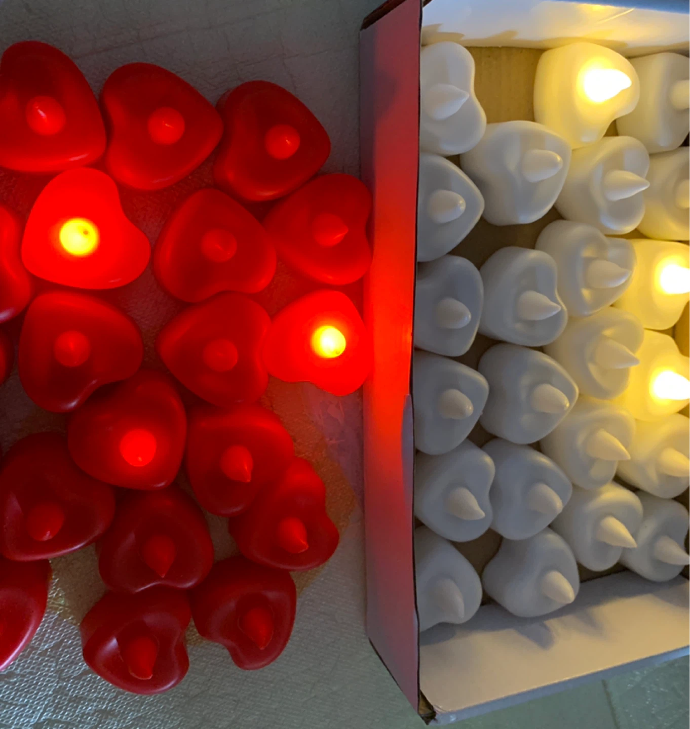 LED Heart Shaped Tealight Candles (Red & White) - photo 2