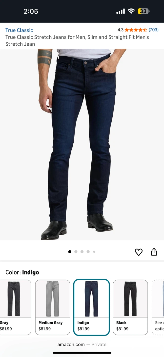True Classic Men's Jeans (3 Pairs) Size 34 - photo 4