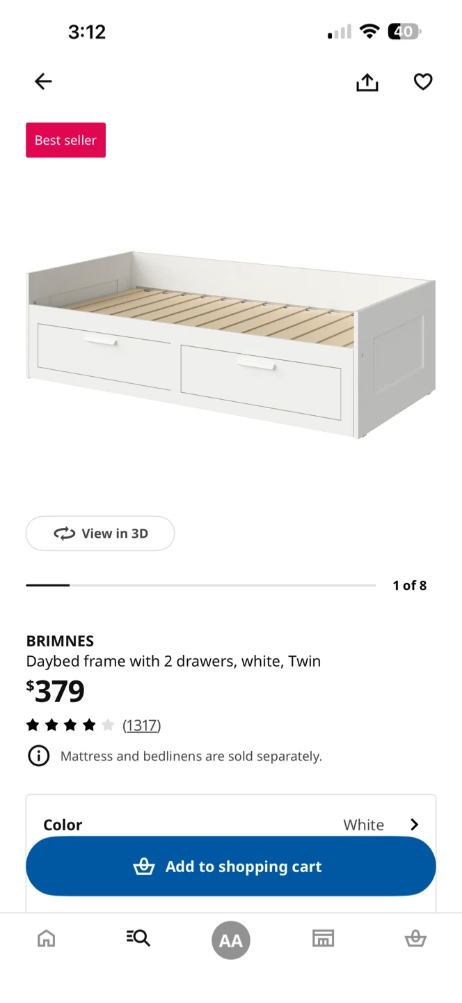 IKEA BRIMNES Daybed Frame with 2 Drawers - Twin, Black - photo 2