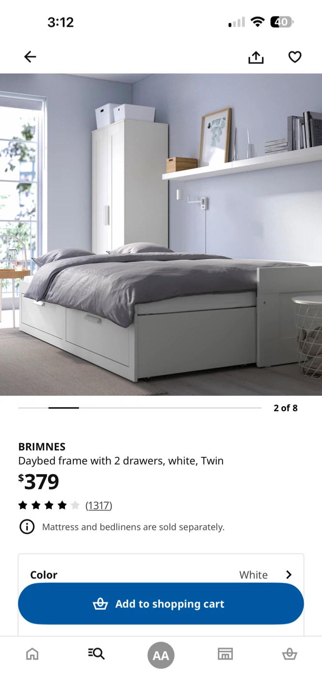 IKEA BRIMNES Daybed Frame with 2 Drawers - Twin, Black - photo 3