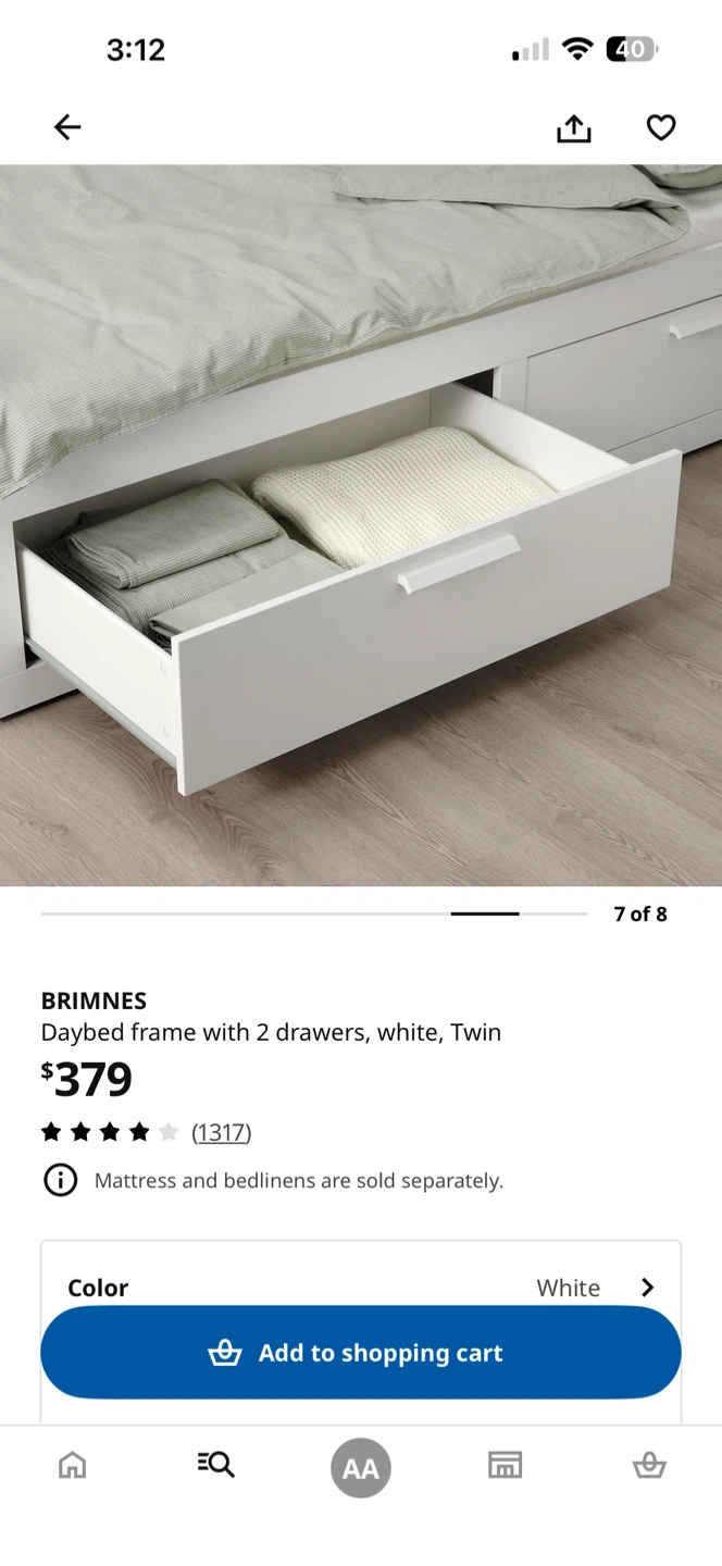 IKEA BRIMNES Daybed Frame with 2 Drawers - Twin, Black - photo 4