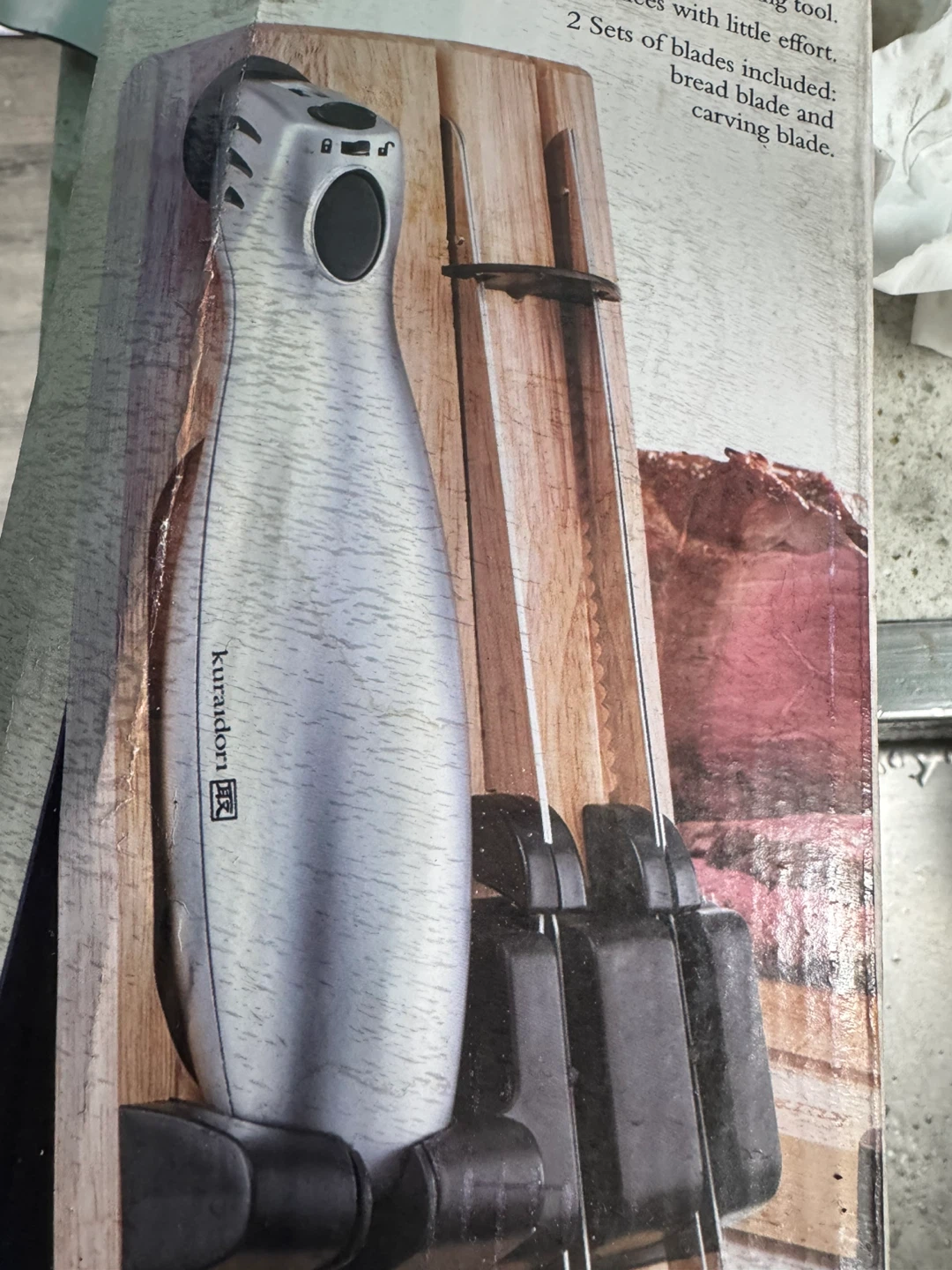 Kurotbon Cordless Electric Knife with Wood Stand - photo 3