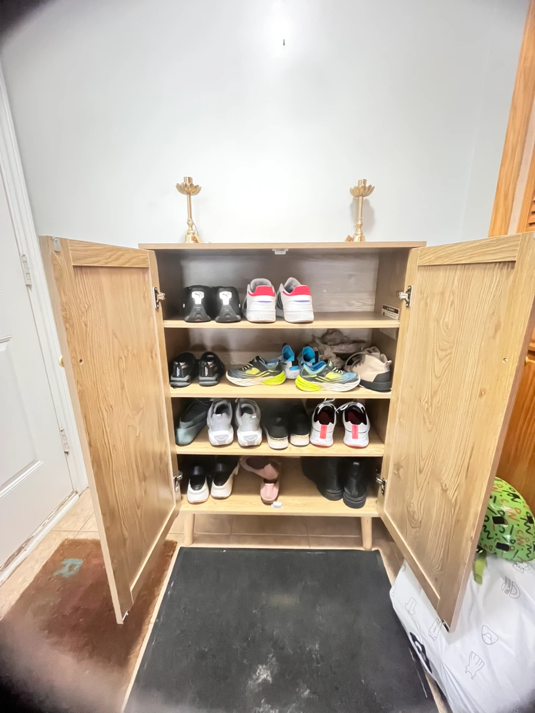 Moving Sale - Wooden Shoe Cabinet with Cane Doors