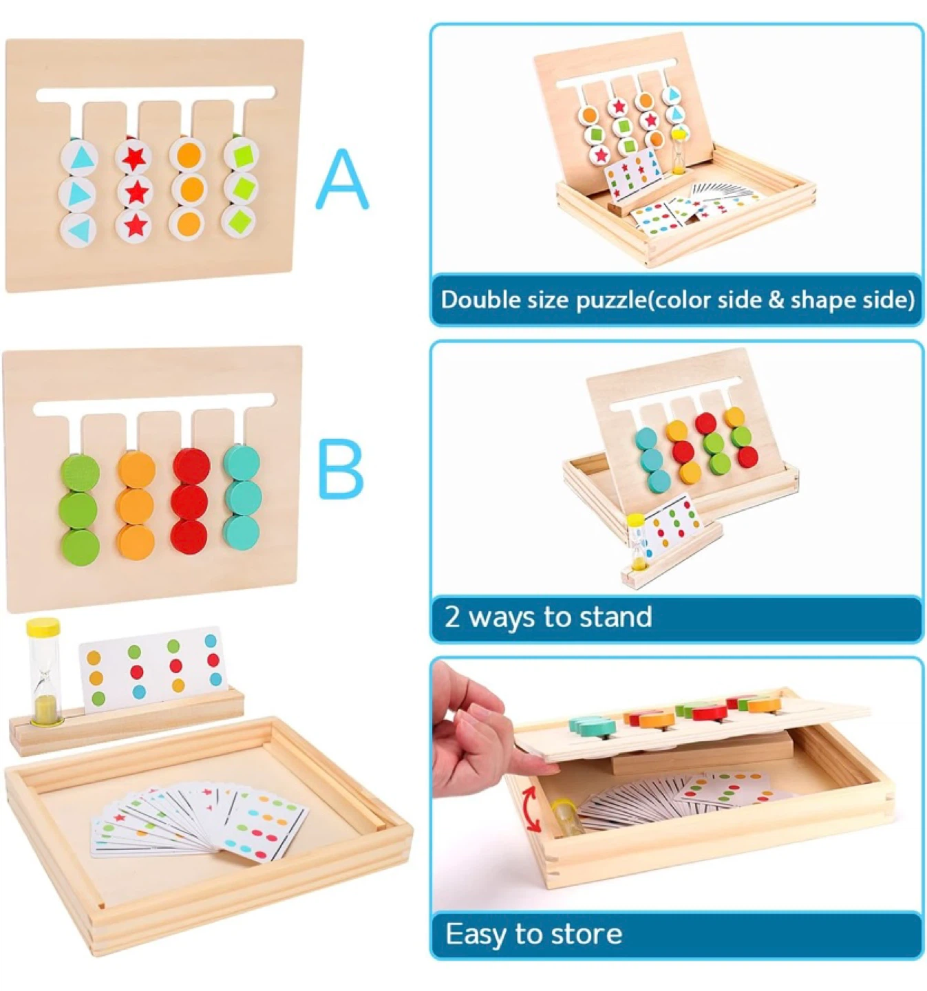 New Montessori Wooden Slide Pattern Puzzle Board - photo 3