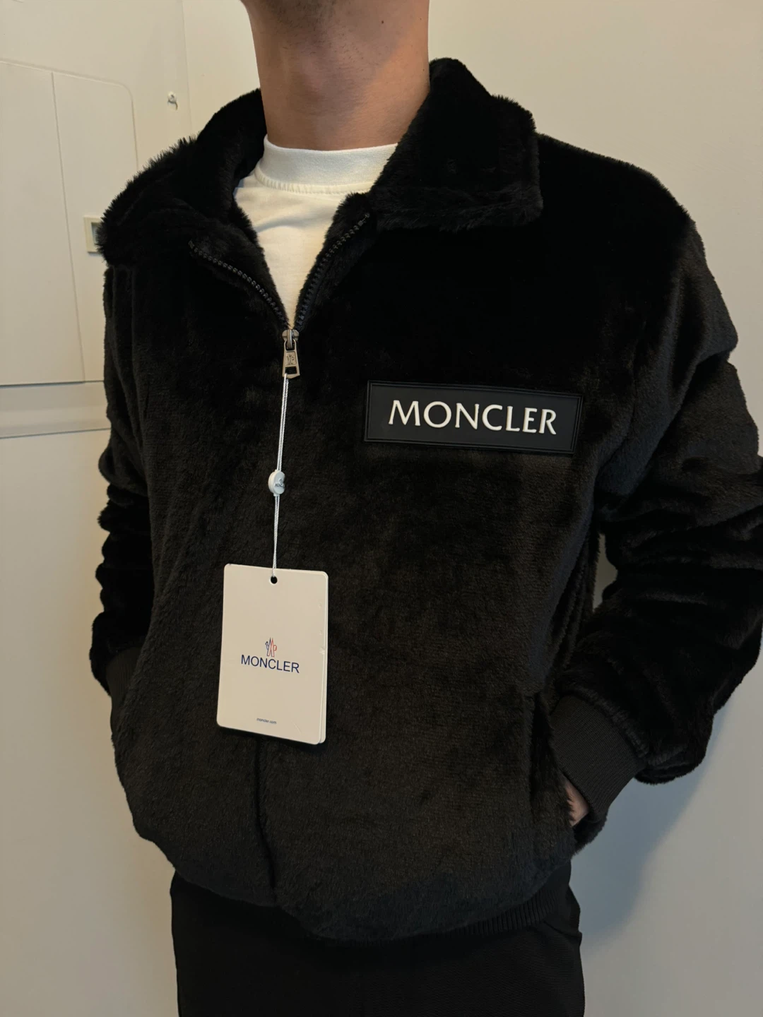 Moncler Black Faux Fur Bomber Jacket - photo 4