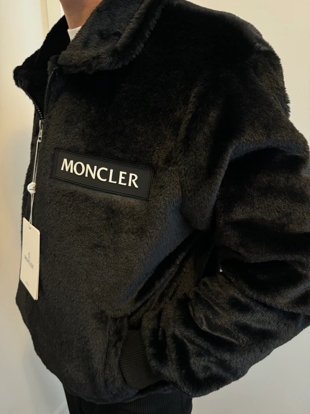 Moncler Black Faux Fur Bomber Jacket - photo 3